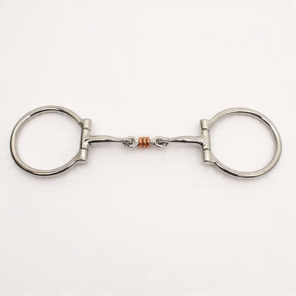 Western Dee Bit Double Jointed with Copper inlays , Link SS Dog Bone with 3 Copper rings